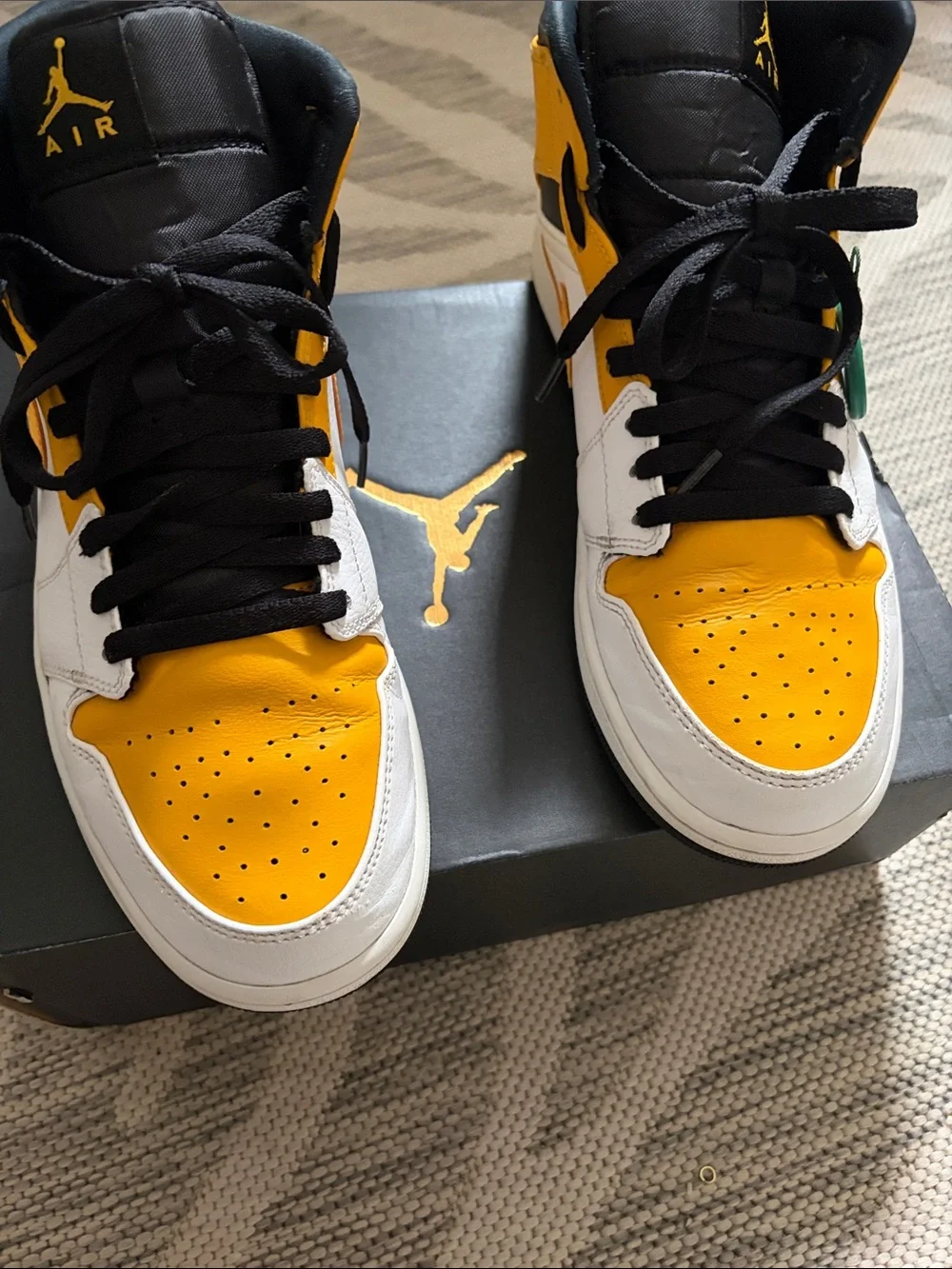 Jordan Mid Top Sneakers in Yellow White Black